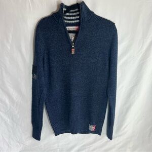 Superdry Men's Small Navy Blue Half Zip Sweater Long Sleeve